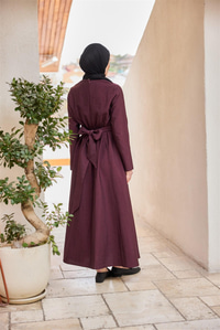 Önü Alerli Cupra Elbise Bordo