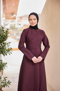 Önü Alerli Cupra Elbise Bordo