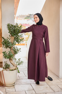 Önü Alerli Cupra Elbise Bordo