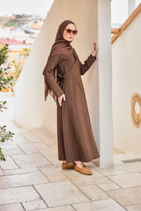 Önü Alerli Cupra Elbise Kahverengi