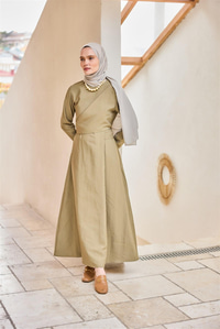 Önü Alerli Cupra Elbise Küf Yeşil