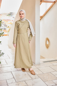 Önü Alerli Cupra Elbise Küf Yeşil