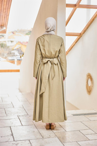 Önü Alerli Cupra Elbise Küf Yeşil