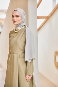 Önü Alerli Cupra Elbise Küf Yeşil