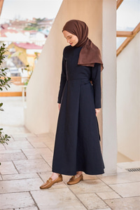 Önü Alerli Cupra Elbise Lacivert