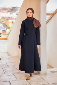 Önü Alerli Cupra Elbise Lacivert