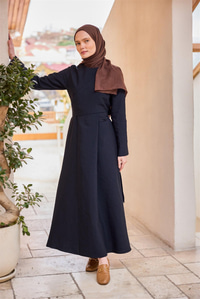 Önü Alerli Cupra Elbise Lacivert