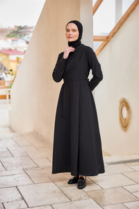 Önü Alerli Cupra Elbise Siyah