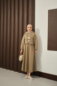 Önü Bağlamalı Etekli Takım Fıstık Yeşil