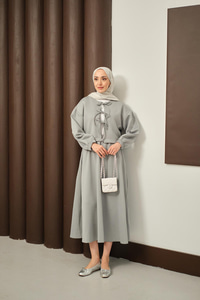 Önü Bağlamalı Etekli Takım Gri