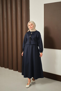 Önü Bağlamalı Etekli Takım Lacivert