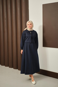 Önü Bağlamalı Etekli Takım Lacivert