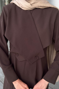 Önü Çapraz Detaylı Elbise Kahverengi