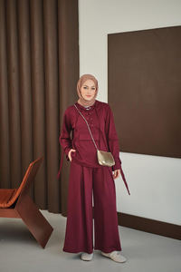 Önü Çapraz İp Detay Takım Bordo