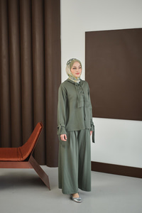 Önü Çapraz İp Detay Takım Yeşil