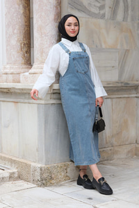 Önü Cepli Slopet Buz Mavi