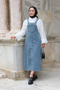 Önü Cepli Slopet Buz Mavi