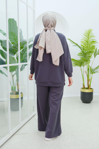 Önü Çift Cep Detaylı İkili Takım  Füme