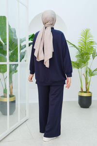 Önü Çift Cep Detaylı İkili Takım Lacivert