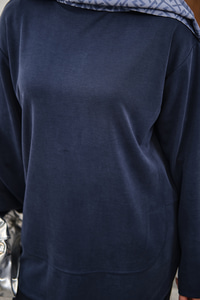 Önü Cima Detay Bisiklet Yaka Takım İndigo Mavi