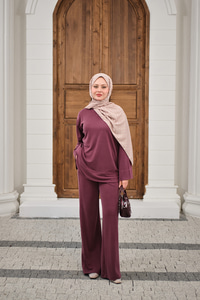 Önü Cima Detay Bisiklet Yaka Takım Mürdüm