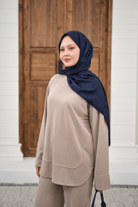 Önü Cima Detay Bisiklet Yaka Takım Vizon