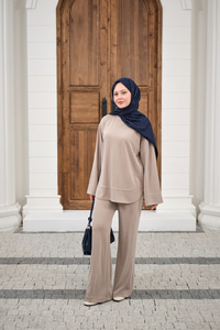 Önü Cima Detay Bisiklet Yaka Takım Vizon