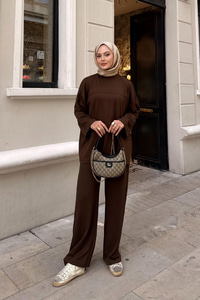 Önü Çima Detay Takım Kahverengi