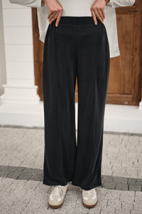 Önü Çima Detaylı Lastikli Pantolon Füme