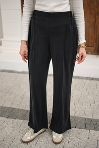 Önü Çima Detaylı Lastikli Pantolon Füme