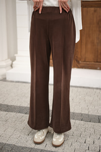 Önü Çima Detaylı Lastikli Pantolon Kahverengi