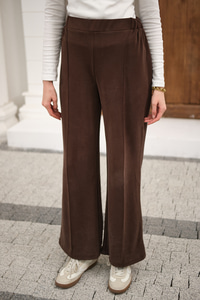Önü Çima Detaylı Lastikli Pantolon Kahverengi