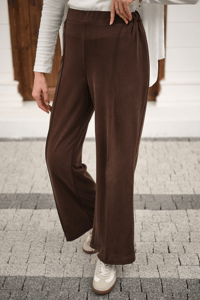 Önü Çima Detaylı Lastikli Pantolon Kahverengi