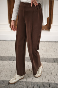 Önü Çima Detaylı Lastikli Pantolon Kahverengi