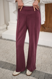 Önü Çima Detaylı Lastikli Pantolon Mürdüm