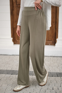 Önü Çima Detaylı Lastikli Pantolon Yeşil
