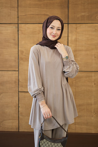 Önü Çima Ve Büzgü Detay İkili Takım Vizon