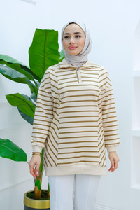 Önü Çıt Çıtlı Çizgili Sweat Yağ Yeşil