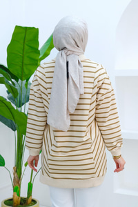 Önü Çıt Çıtlı Çizgili Sweat Yağ Yeşil