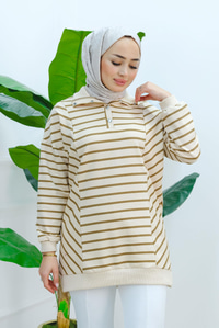 Önü Çıt Çıtlı Çizgili Sweat Yağ Yeşil