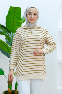 Önü Çıt Çıtlı Çizgili Sweat Yağ Yeşil