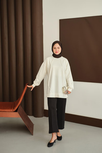 Önü Dikiş Detay Tunik Beyaz