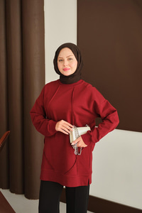 Önü Dikiş Detay Tunik Bordo
