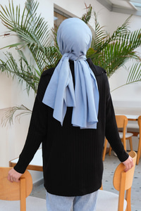 Önü Düğmeli Triko Kazak Siyah