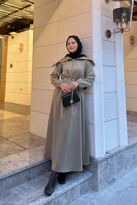 Önü Fermuarlı Elbise Yeşil