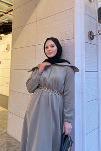 Önü Fermuarlı Elbise Yeşil