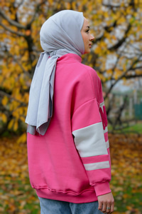 Önü Fermuarlı Sweat Fuşya