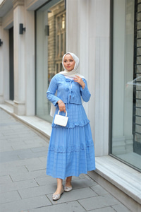 Önü Kurdale Detay ikili Takım Mavi