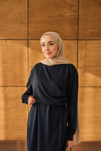 Önü Parça Detaylı Elbise Lacivert