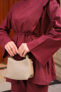 Önü Parça Detaylı Takım Bordo